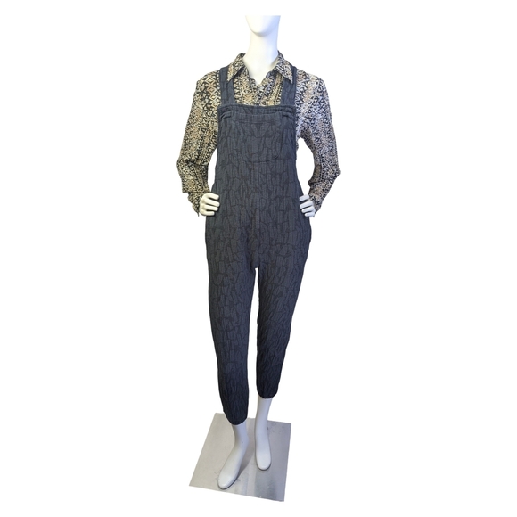Smash + Tess Denim - Smash + Tess x Hilary Duff Overalls Textured Black Cotton Linen  | S&T | Size XS